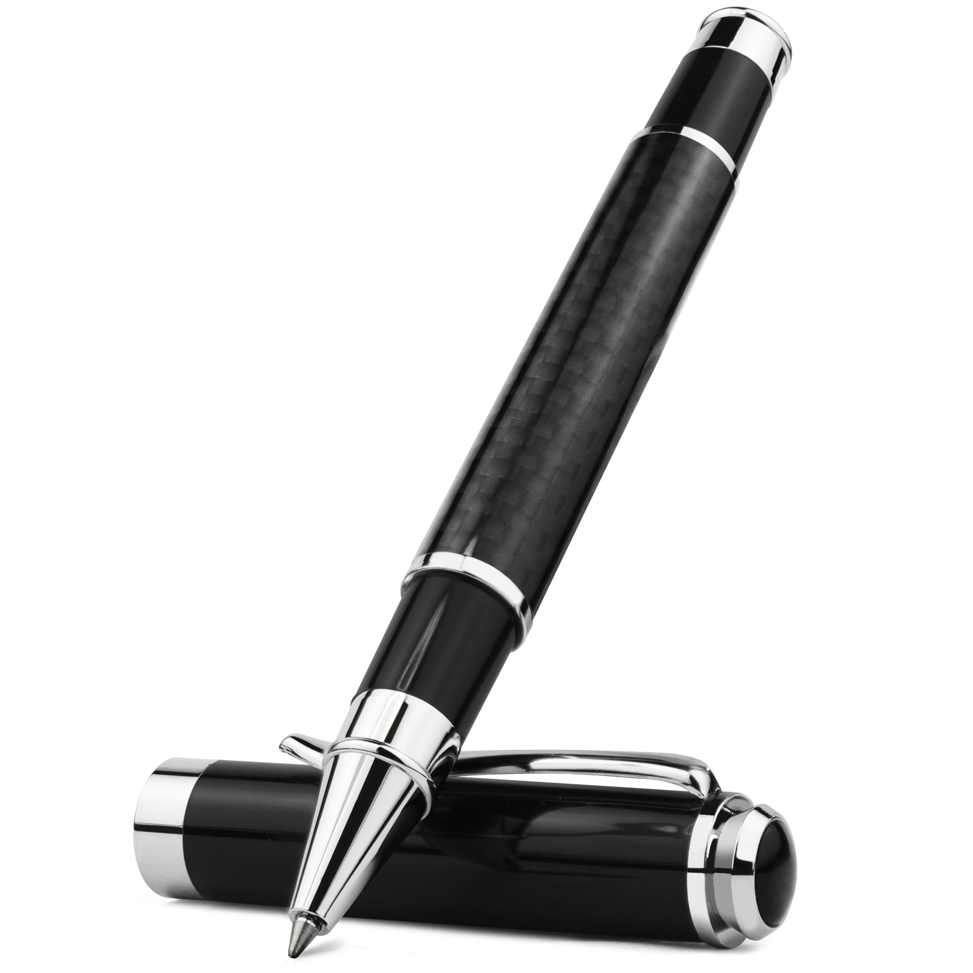 Carbon Fiber Signature Pen, Premium Metal Gel Ink Pens Micro Point 0.5mm Black Ink Smooth Writing Ball Pen