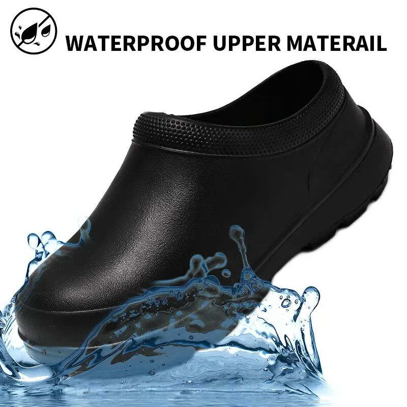 Sapatos de chef masculinos à prova de óleo, sapatos de segurança antiderrapantes, macios, à prova d'água, sandálias masculinas, primavera e outono, botas de chuva