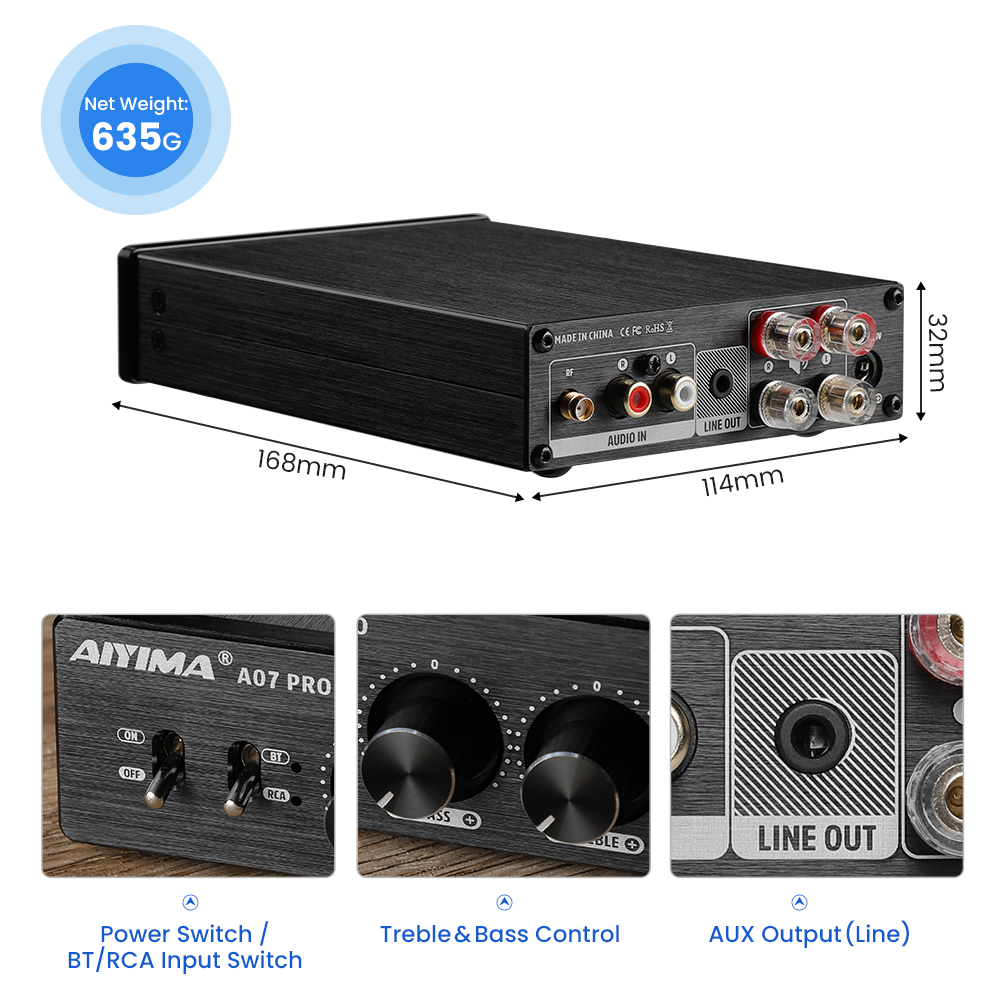 AIYIMA A07 PRO Bluetooth 증폭기 오디오 APTX HD TPA3255 Hifi 스테레오 전력 증폭기 300Wx2 사운드 스피커 Amplificador Home Amp