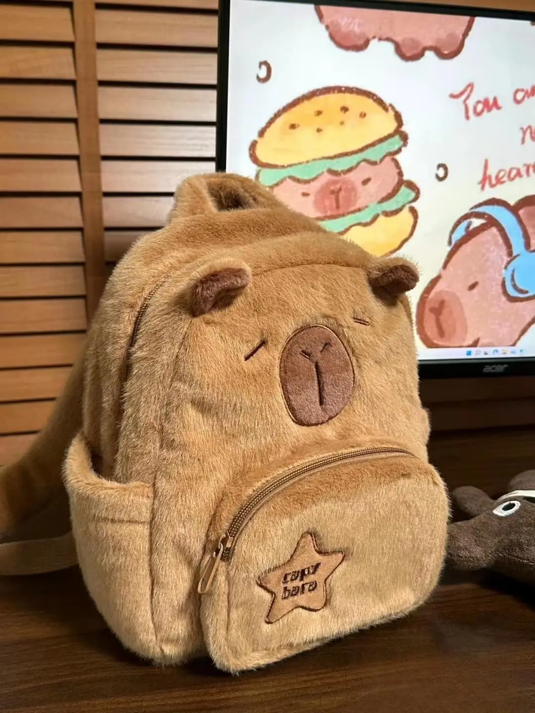 Kawaii Capybara Pluszowy plecak dla kobiet Wszechstronna kreskówka Zabawna torba na ramię Capibala Torba na ramię o dużej pojemności