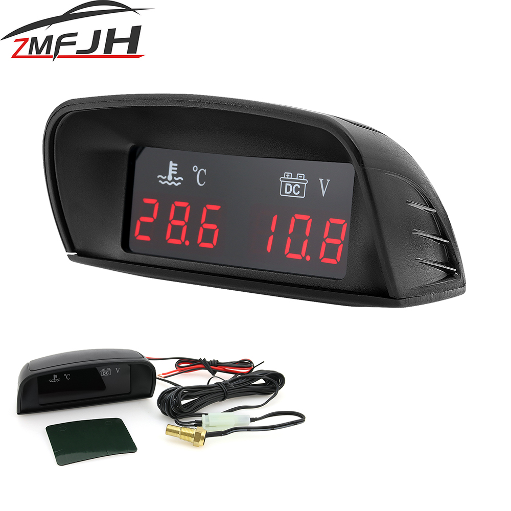 デジタル水温計 + ボルト水温センサー 10 ミリメートル 2 で 1 ゲージ車の液晶ディスプレイ車のトラックオートバイ 12V 24V