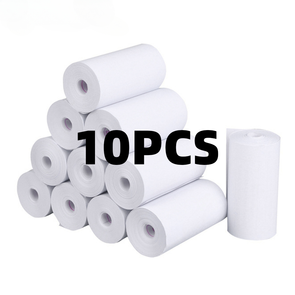 10 rolos de papel térmico branco 57x25mm, câmera infantil, impressão instantânea, papel de impressão, acessórios de reposição, peças