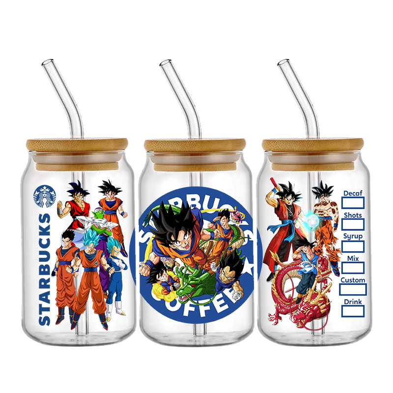 Japan Cartoon Anime Character UV DTF Wraps Transfer Sticker DIY For 16oz Libbey Glass Cup Waterproof Wrap Transfers Decals Cup