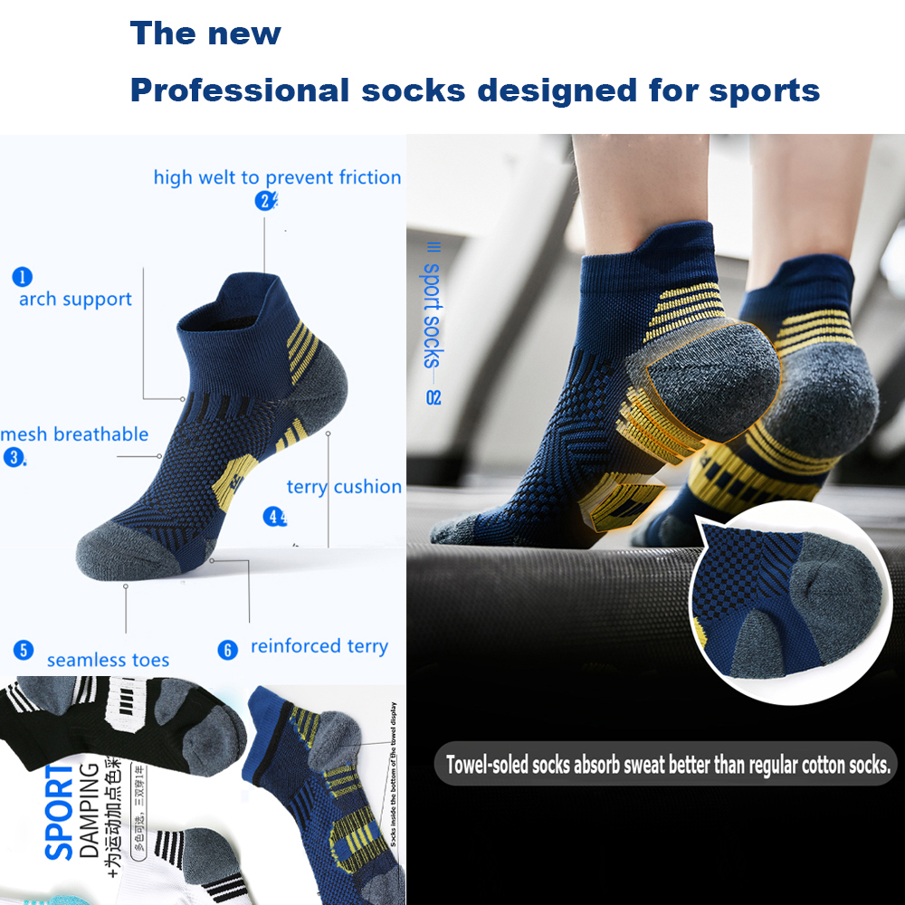 3 paar Professionelle Fitness Sport Socken Handtuch Unten Nicht-Slip Lauf Socken Männer Frauen Kurze Schnell Trocknend Basketball-Training sox