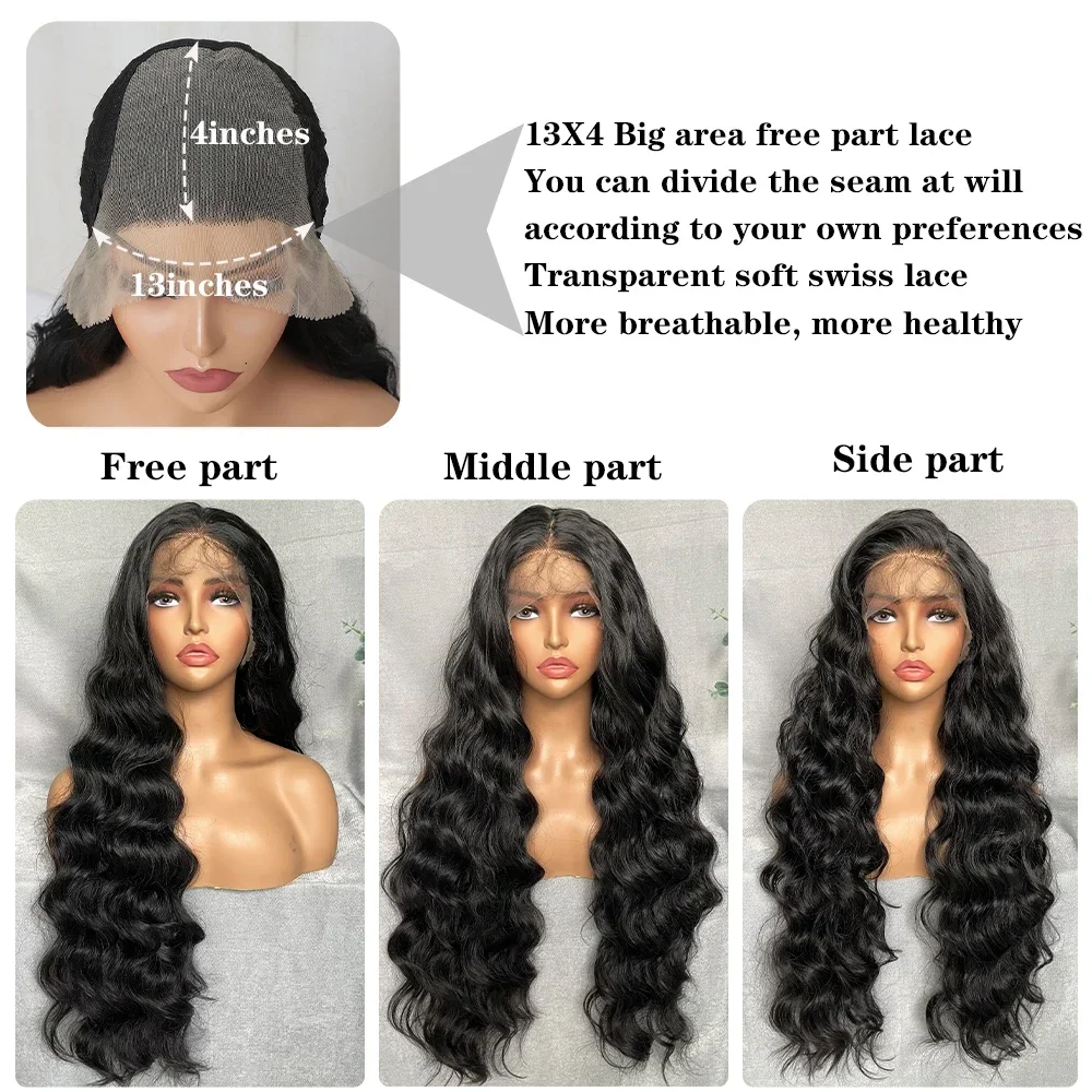 X-TRESS perucas de cabelo frontal de renda sintética para mulheres 32 polegadas longa onda solta cor preta 13x6 peruca frontal de renda com cabelo natural de bebê