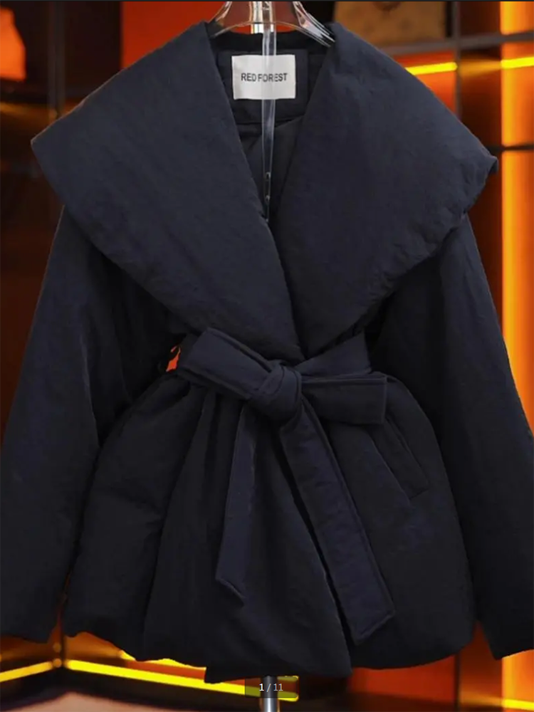 2024 inverno novo arco chinês rendas de manga comprida casaco de pão moda feminina grosso quente parka solto algodão-acolchoado casaco