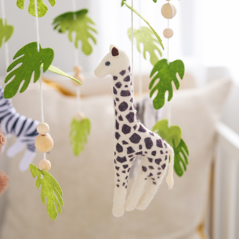 Baby Rassel Holz Krippe Mobile Bett Glocke Spielzeug Weiche Filz Wald Tier Puppe Spielzeug Kind Kinderwagen Komfort Krippe Hängen Halterung Spielzeug Geschenk