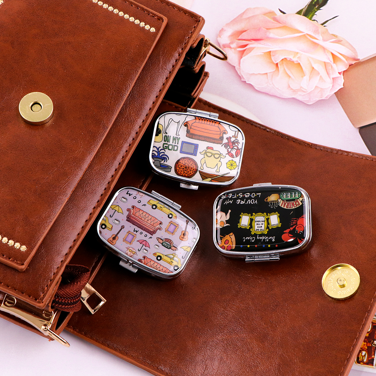 Movie Umbrella Pill Box Divided Metal Square Cartoon Anime Pill Box Travel Portable Medicine Case Small Pill Container Case Box