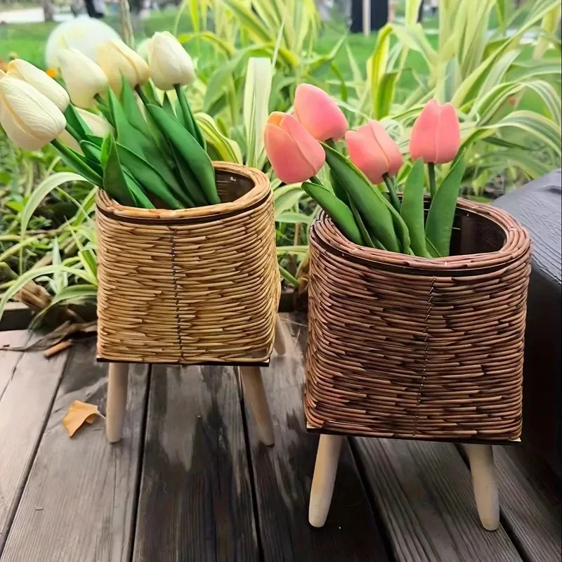 Creative Triangular Plastic Plant Stand - Perfect for Succulents & Small Plants, Desktop Flower Pot Holder