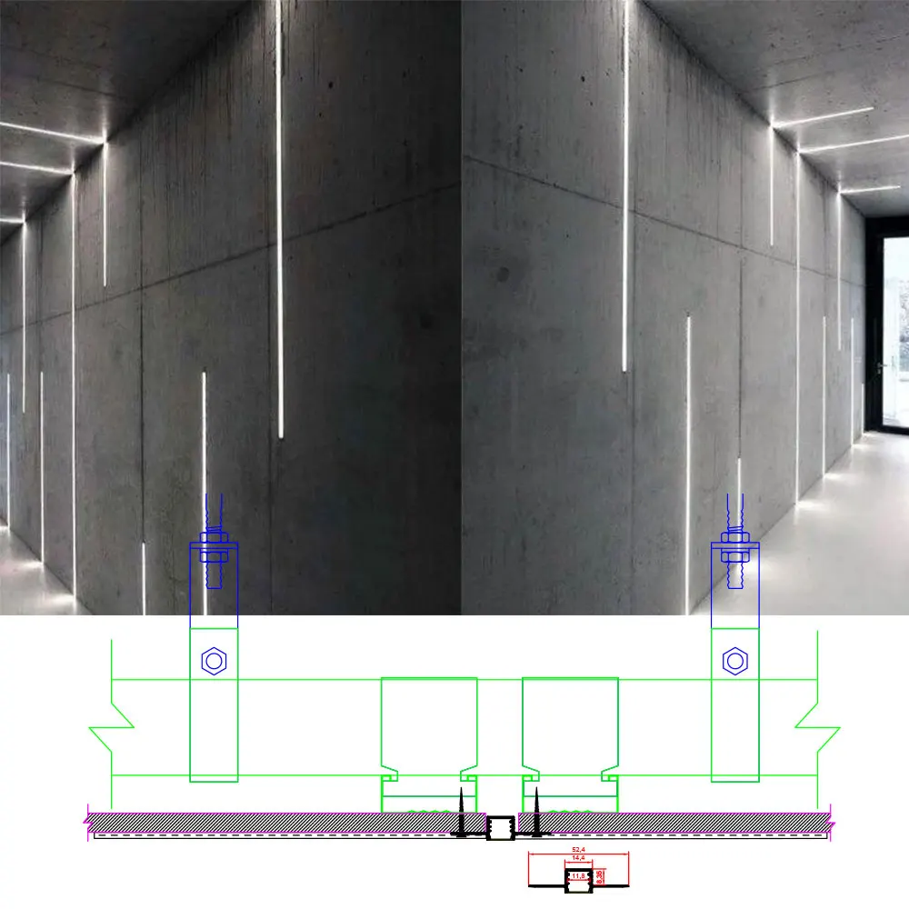 15x9mm (1PCS) 0.5M LED Aluminum Channel Profile for LED Strip Light with Embedded Installation