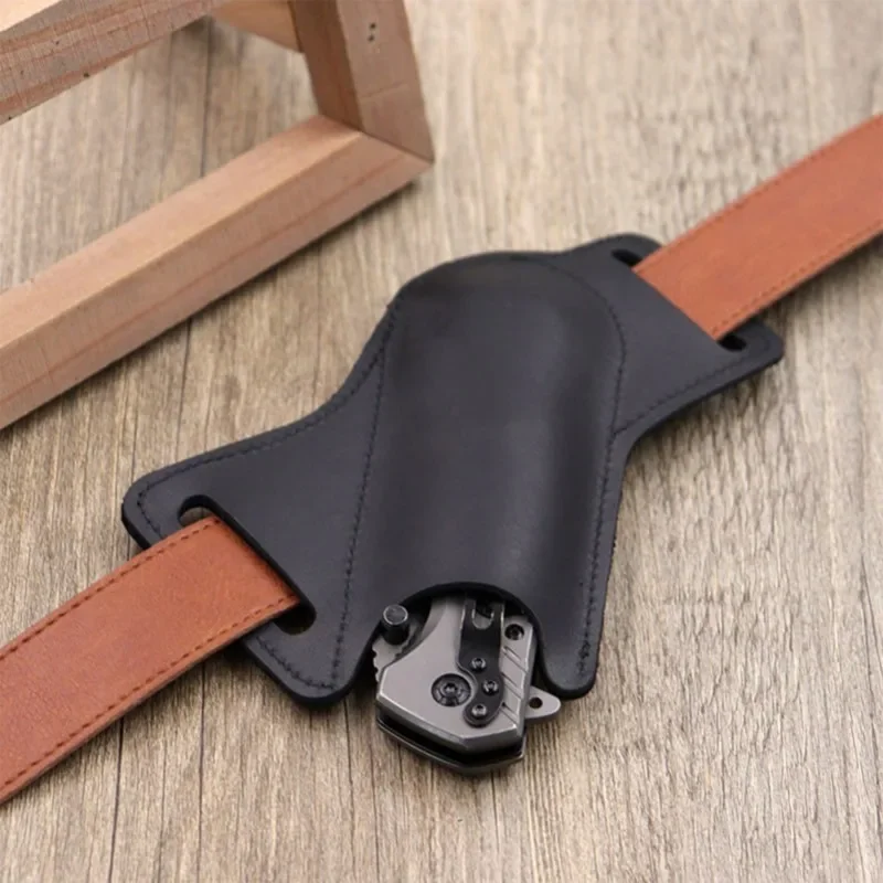 Funda de almacenamiento antiarañazos de cuero, cuchillo plegable, cinturón, soporte de Clip, paquete de cuchillos de bolsillo, herramientas para acampar, 1 Uds.