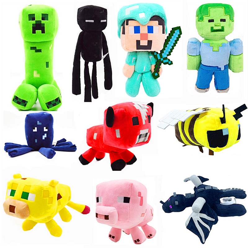 Creeper juguetes de peluche muñeca Steve Zombie Bat calamar Mooshroom Enderman Ocelot cerdo bebé oveja araña Minecrafte chico juguete de regalo de cumpleaños