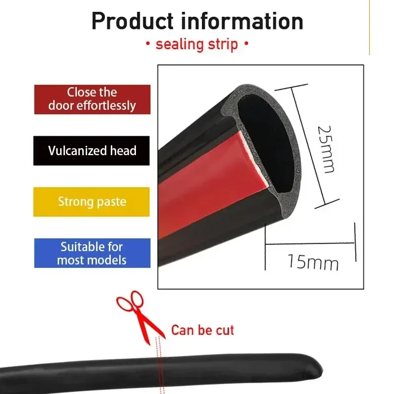Autodeur Rubberen Afdichting Strip B Pijler Auto Afdichtstrip Anti-Kras Geluidsisolatie Stofdicht Zelfklevende Strip midden Kolom