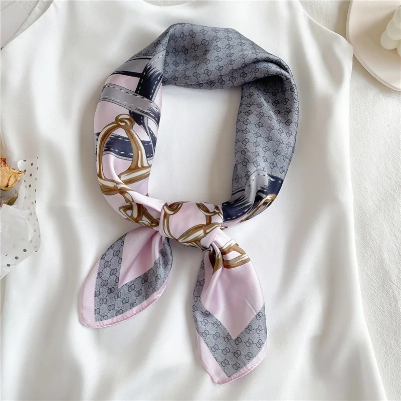 NEJANHOM Lụa Cảm Của Phụ Nữ Khăn Choàng Tóc Nơ Vuông Hijab Đầu Thiết Kế In Hình Mùa Xuân Khăn Choàng Len Chủ Đề Bandanas Foulard Nữ