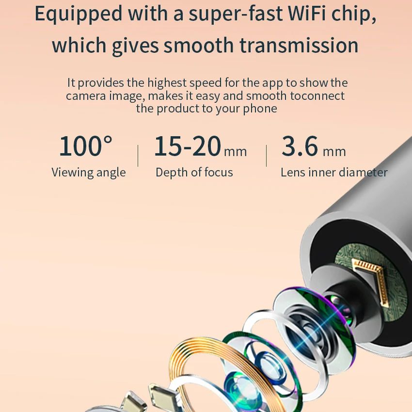 Wireless WiFi Ear Cleaner with HD Camera LED Otoscope for Ear Wax Removal USB-C Rechargeable Smart Visual Ear Picker & Borescope