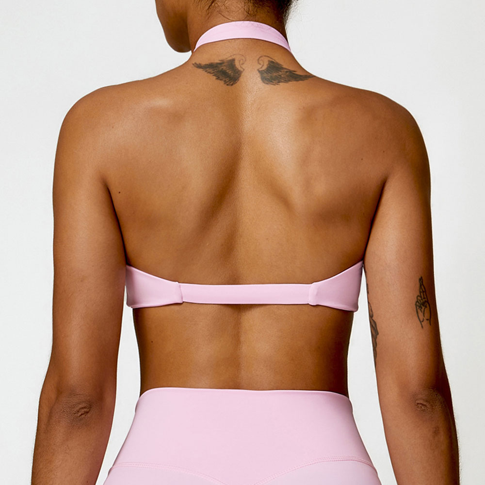 Sujetador deportivo con cuello Halter para mujer, parte de atrás bonita, Top Sexy, Push Up, sujetador de Fitness, Yoga, gimnasio, entrenamiento, Top deportivo, sujetador transpirable