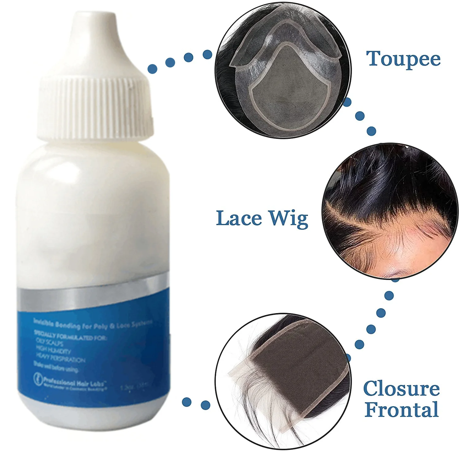 Cola para peruca adesivos à prova d'água Katelon cola invisível para extensão de cabelo + removedor para peruca 30ml