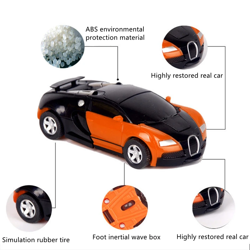 Um clique automático colisão deformação robô menino presente dupla forma carro de brinquedo pai filho modelo interativo carro