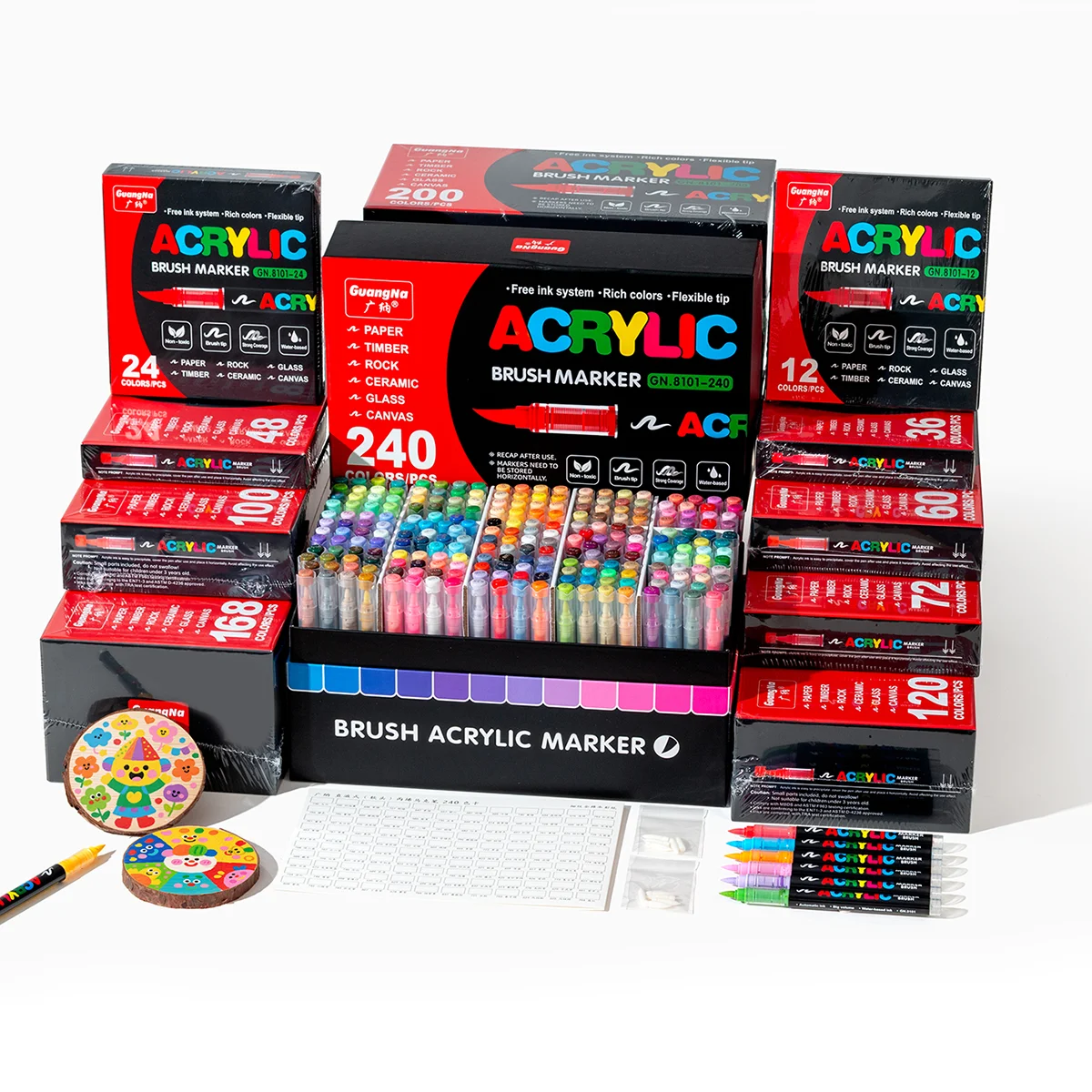 12-240 cores/caixa conjunto de marcadores de artista profissional-ponta macia desenho linha reta marcadores acrílicos líquidos, diy graffiti arte painti