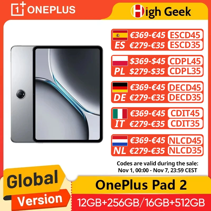 OnePlus Pad 2 Snapdragon 8 Gen 3 12 GB + 256 GB Hubraum 12,1 Zoll 144 Hz Bildschirm 67 W SUPERVOOC 13 MP Kamera OS 14.1 2024 Pad Android