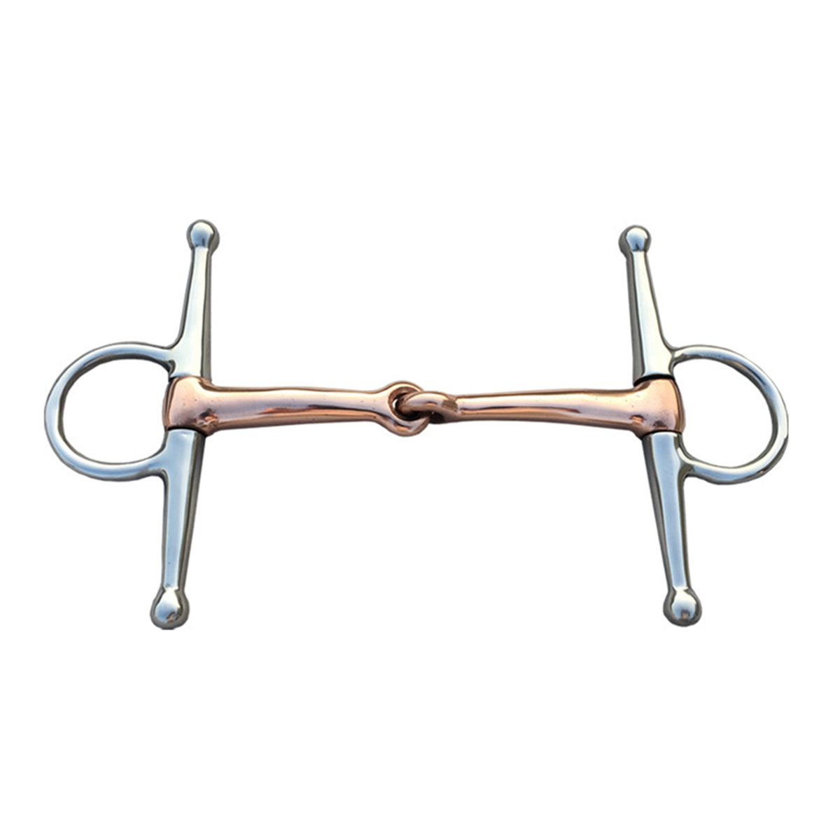 Babq bochecha completa de aço inoxidável equestre flexível d anel solto conjunto cavalo bit fivela dupla conjunta boca cobre 135mm