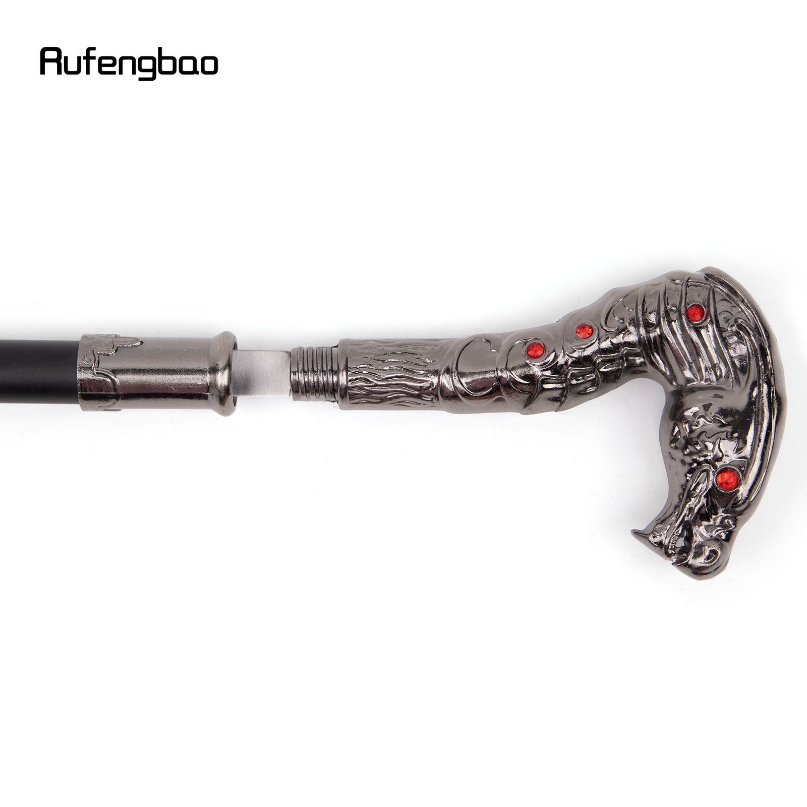 シルバーレッドアイドラゴンウォーキングスティック,隠しプレート,サトウキビプレート,デラックス,自己防衛ファッション,コスプレスーツ,90cm