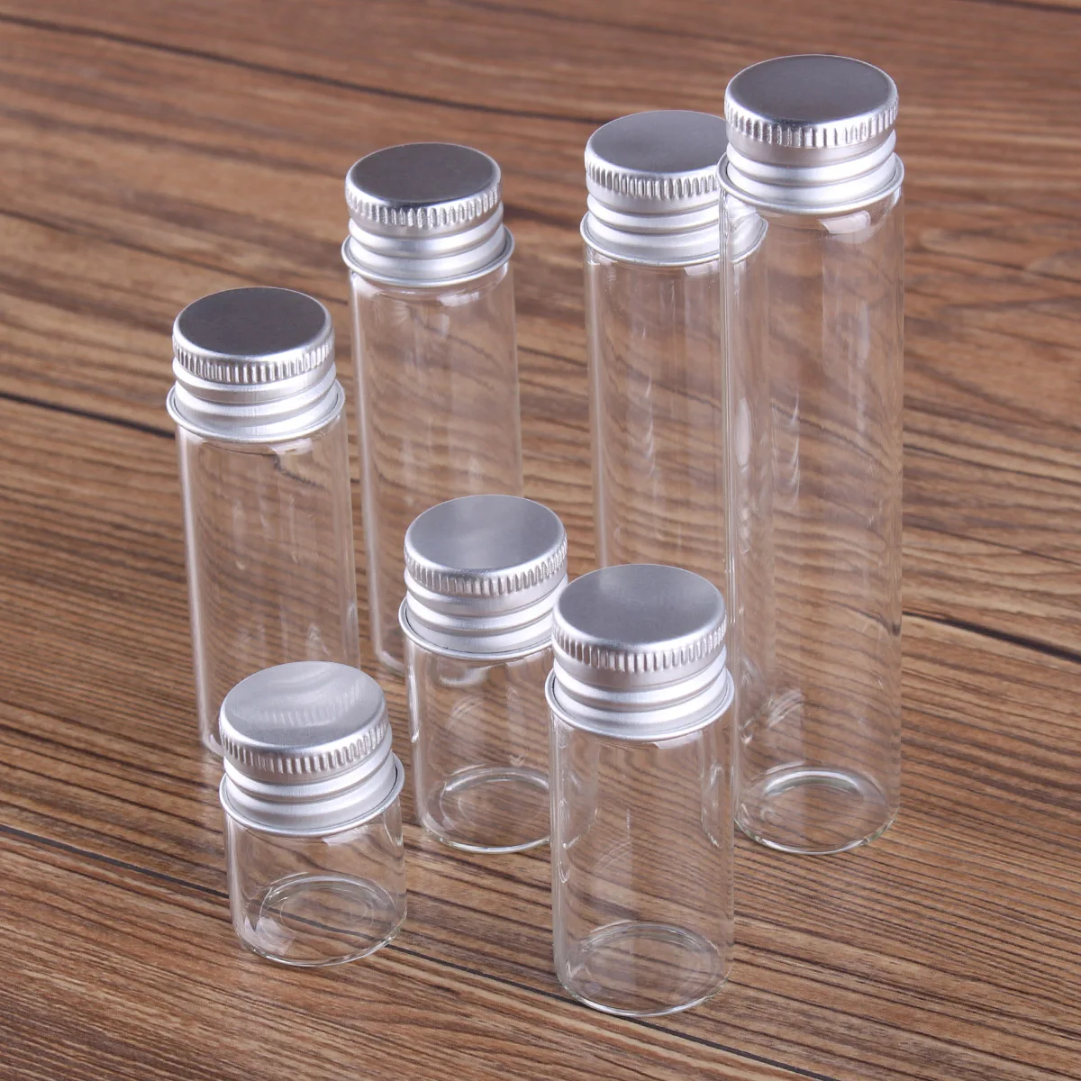 10 Món 5Ml/6Ml/7Ml/10Ml/14Ml/18Ml/20Ml/25Ml/30Ml Chai Thủy Tinh Với Nhôm Nắp Đậy Nhỏ Mini Lọ Thủy Tinh 9 Kích Thước U-Đựng