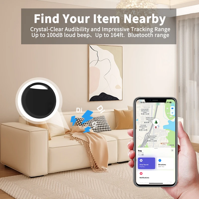 GPS Smart Air Tag Bluetooth Tracker dispositif Anti-perte pour clés portefeuille bagages fonctionne avec Apple trouver mon iOS seulement