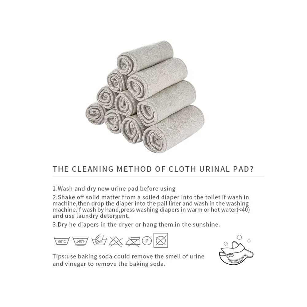 3 ชั้นไมโครไฟเบอร์สีเทา 10pcs ผ้าอ้อมผ้าอ้อมใส่ Super Absorbent 35x13.5 ซม.Fit เด็กผ้ากระเป๋าผ้าอ้อม