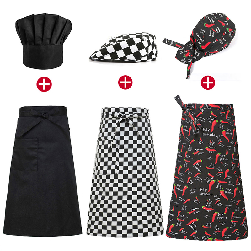 Conjunto uniforme de cozinha avental catering boné hotel chef pinafore homem restaurante cozinha cozinhar avental trabalho padaria café mulher garçom chapéu