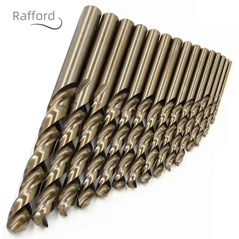 15 pièces Hss contenant une perceuse hélicoïdale à tige droite jaune rôtie 1.5-10mm en acier rapide ensemble d'outils d'ouverture de trou de meulage complet