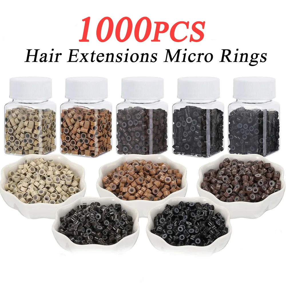 1000 Uds extensión de cabello micro anillo enlace cuentas 5mm cuentas forradas de silicona adecuadas para extensiones de cabello humano
