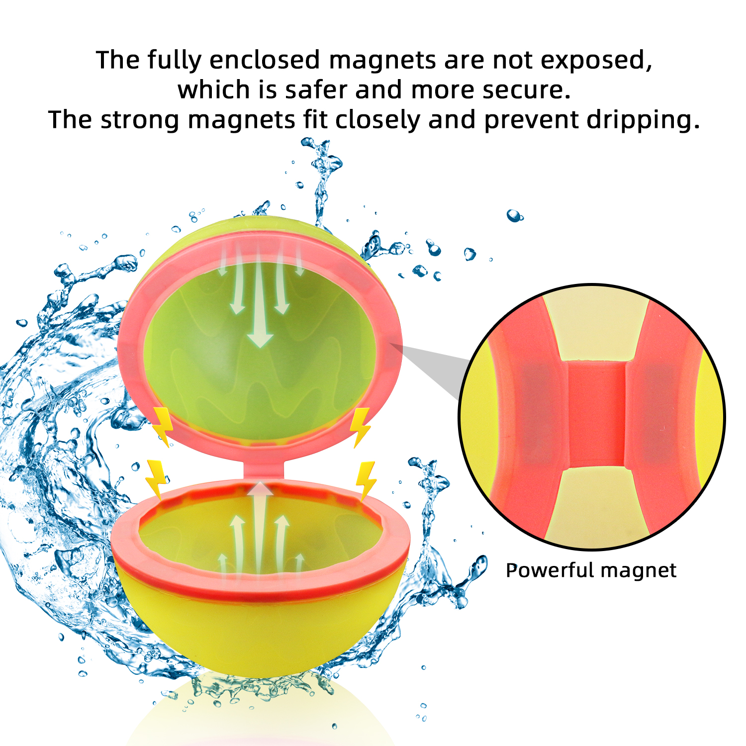 Reusable silicone magnetic water ball, quick water injection for outdoor water fights in summer, with random colors