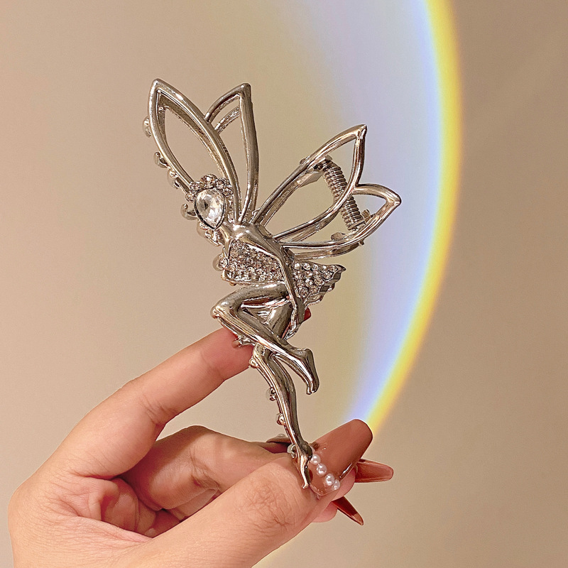 กิ๊บติดผมนางฟ้าเอลฟ์ Rhinestone ที่สวยงามพร้อมไข่มุกเทียมและลุคหูข้าว - เหมาะสําหรับผู้หญิงเครื่องประดับผมโลหะ