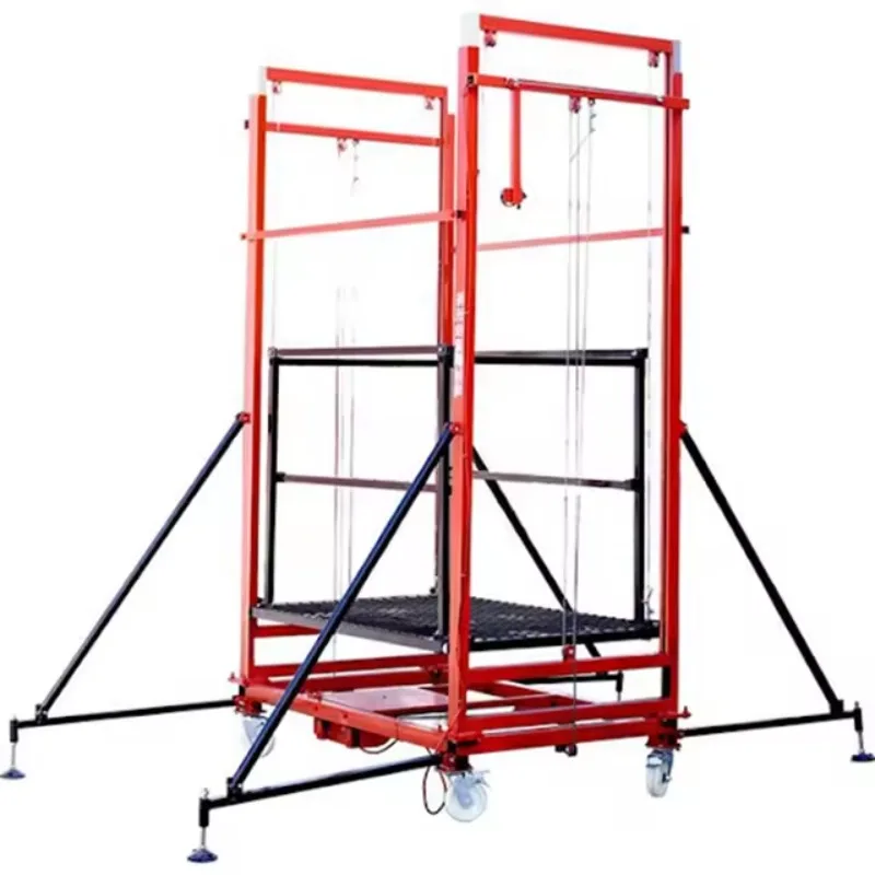 Andaime de alumínio leve com capacidade de 500kg, design telescópico portátil com proteção de segurança para projetos de decoração de interiores