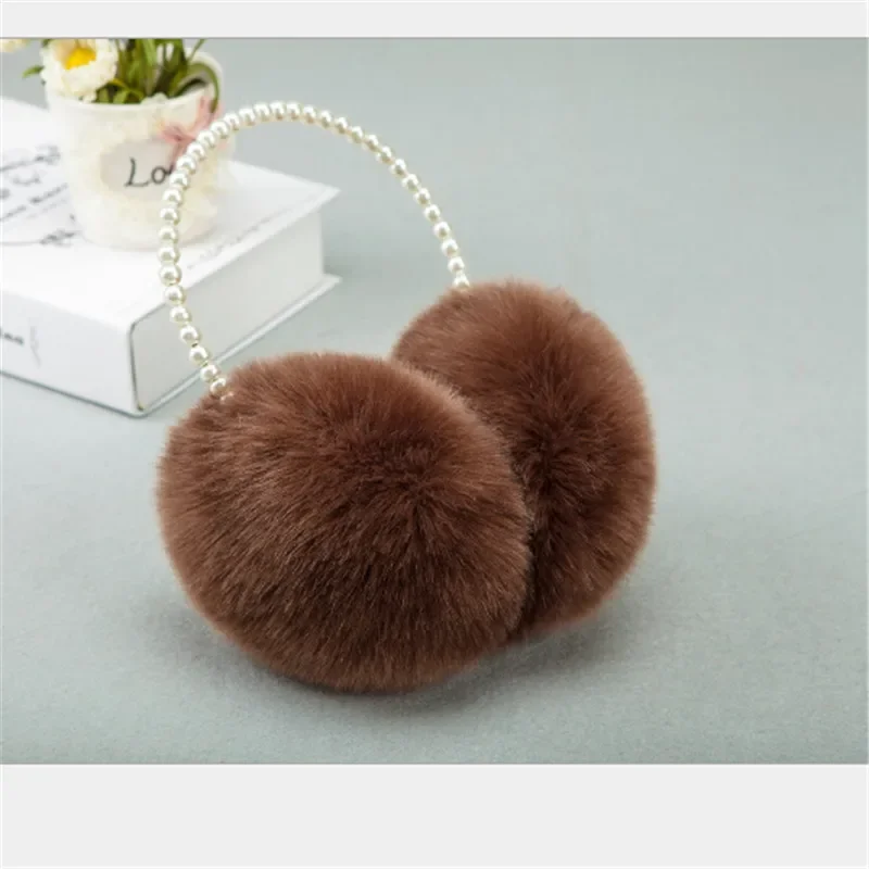 1 Máy Tính Ngọc Trai Tai Dễ Thương Bé Gái Mùa Thu Và Mùa Đông Giữ Ấm Thoải Mái Unisex Ấm Giả Sang Trọng Bịt Tai Lông Tơ bịt Tai