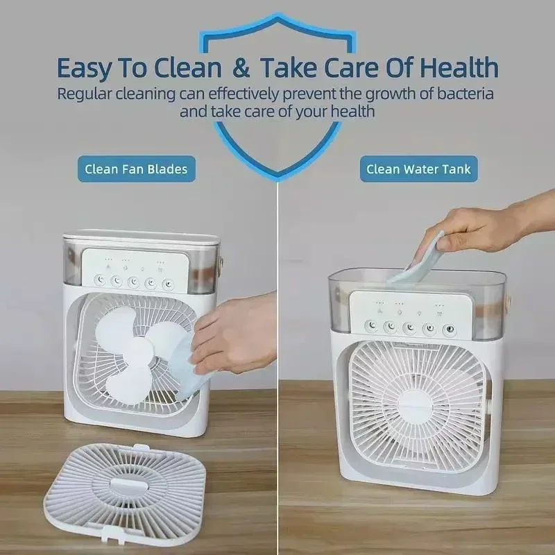 Tragbare 3 In 1 Fan Air Conditioner Haushalt Kleine Luftkühler LED Nacht Lichter Luftbefeuchter Luft Einstellung Hause Fans Dropshipping