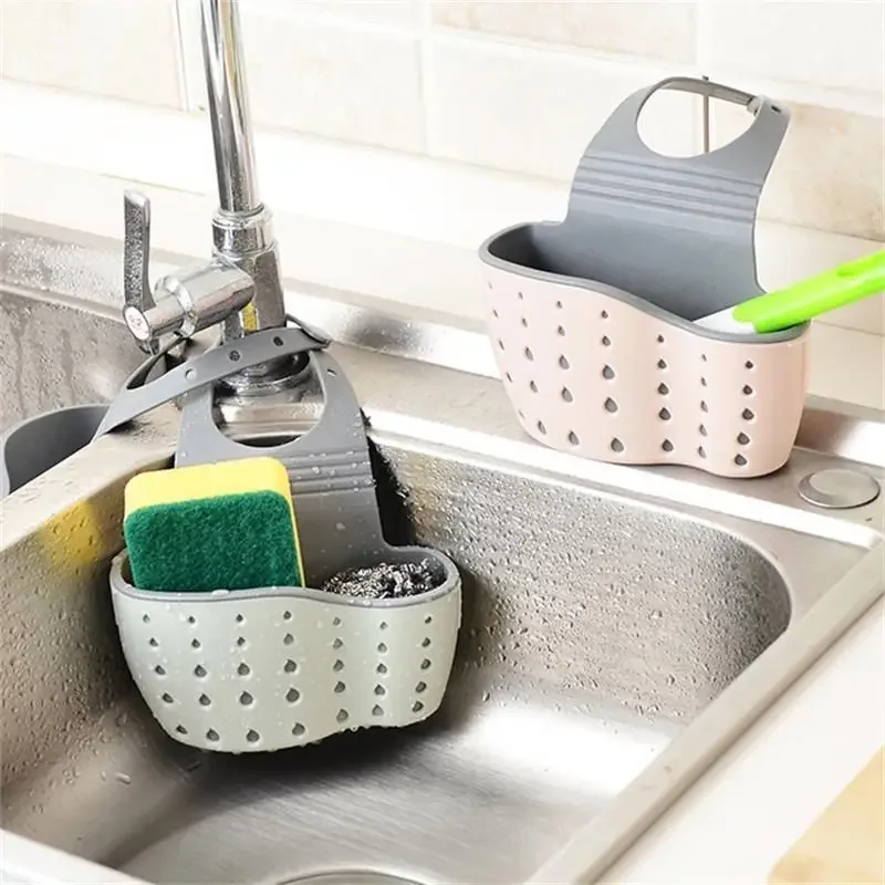 Escurridor de almacenamiento para el hogar, soporte para fregadero de cocina, esponja de jabón ajustable, escurridor colgante Shlf, bolsa, accesorios de cocina