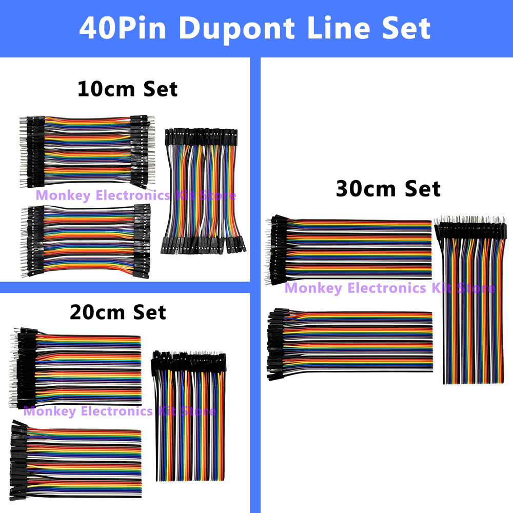 Linha Dupont de 40 pinos 10/20/30 cm macho-macho, macho-fêmea, fêmea-fêmea com 1 conjunto tem kit de linha Dupont de 120 pinos