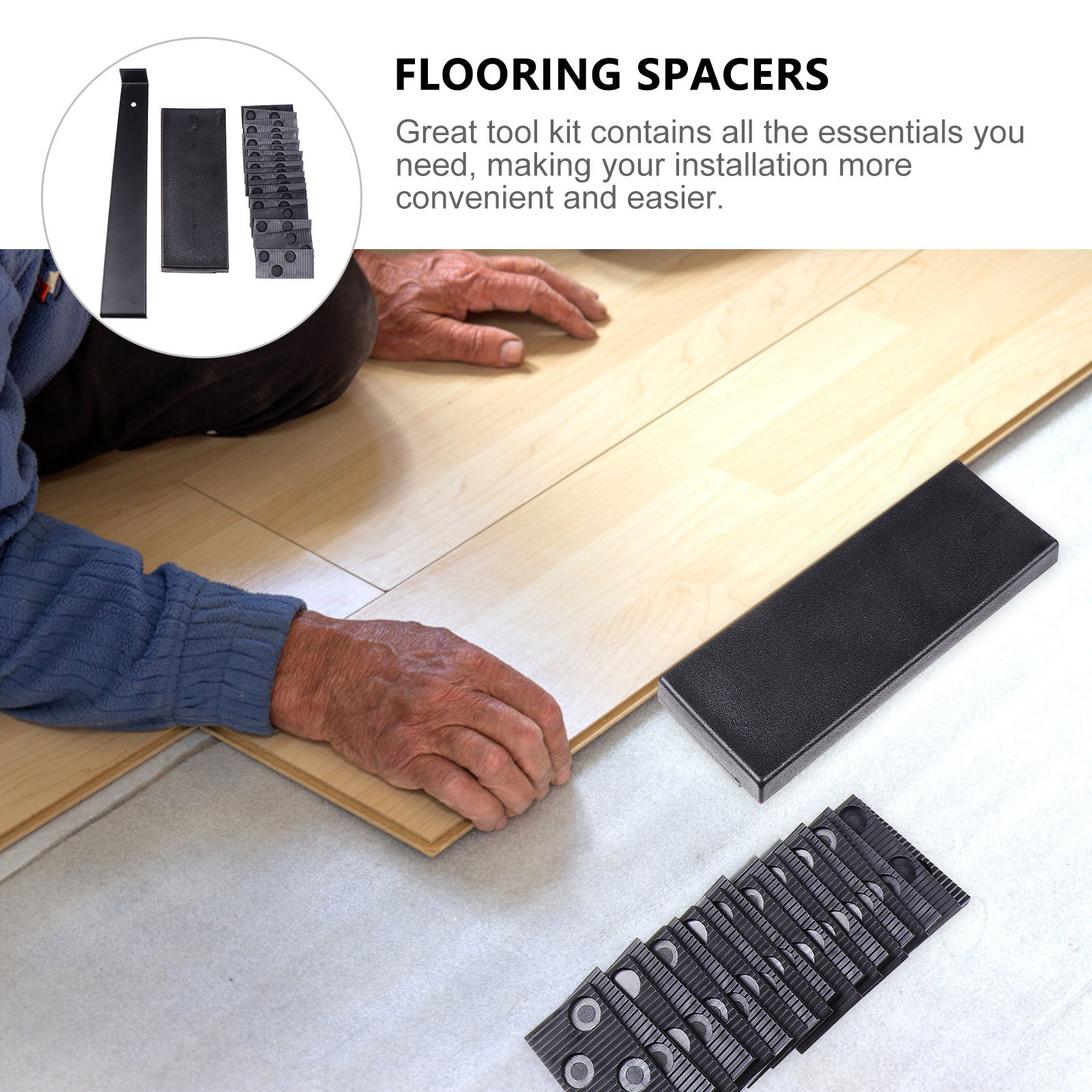 Kit de ferramentas de instalação de piso, 22 peças, espaçadores de piso de madeira laminada essencial, bloco de batida, kit de instalação de barra de tração