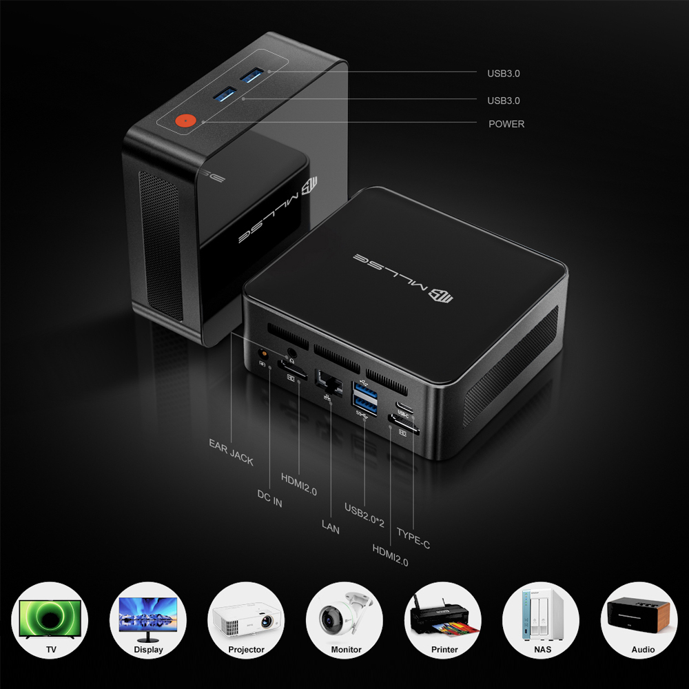 MLLSE G1 Mini PC AMD Ryzen5 5500U DDR4 16GB RAM 512GB ROM WiFi-5 BT4.2 Windows 11 Pro Desktop Computer Mini Pc Work