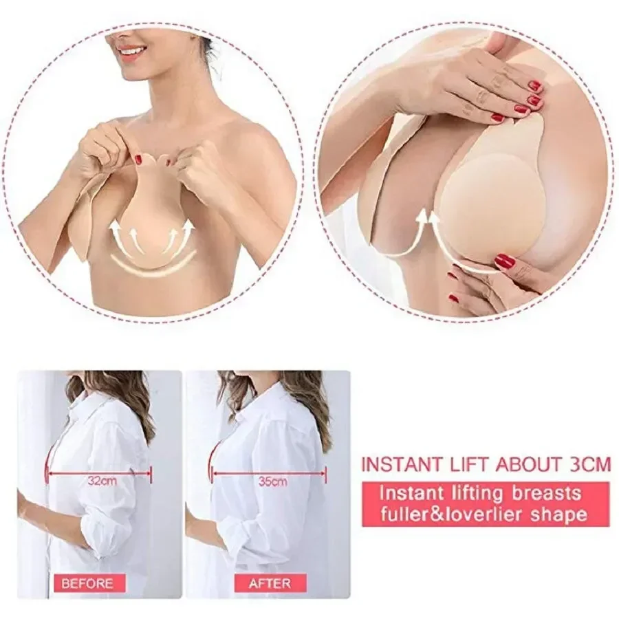 Vrouwen Push-Up Bh Zelfklevende Siliconen Strapless Onzichtbare Bh Herbruikbare Kleverige Borst Lift Tape Konijn Tepel Cover Bh Pads