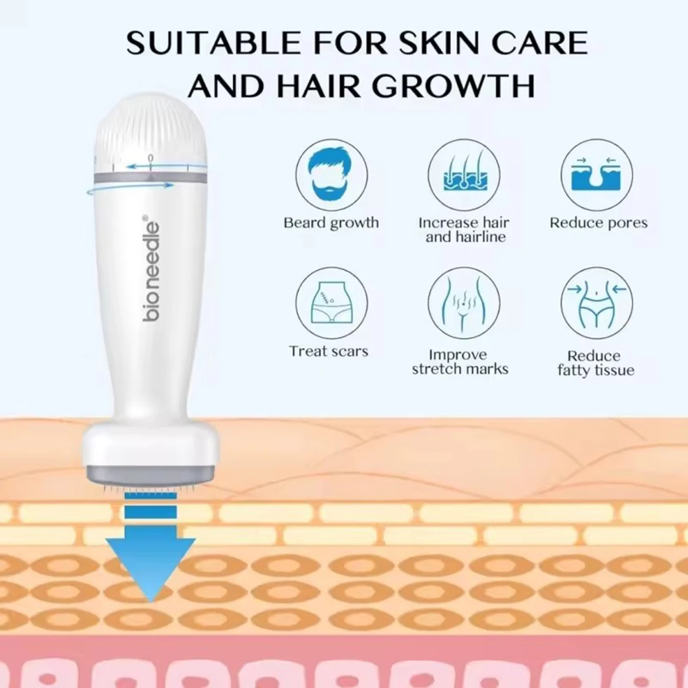 Derma Stamp Adjustable Microneedling dermatamp 120 Titanium Pins Professional use Microneedle Pen for Hair Beard Growth Scalp