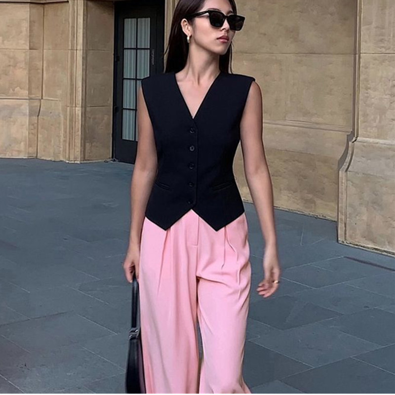 Neue Sommer Einfarbig Einfache Pony Clip Anzug Weste Mode und Vielseitige Kurze Strickjacke Westen Schwarz Weiß Strickjacke Weibliche