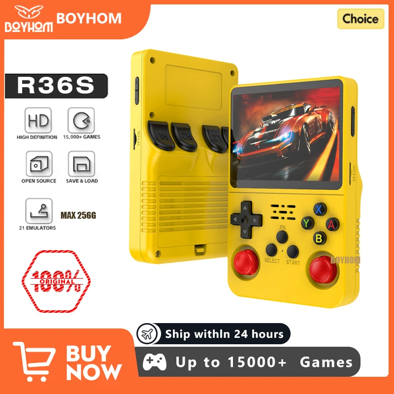 R36S 128G Retro Handheld Spielkonsole Linux System 3,5 Zoll IPS Bildschirm Tragbare Tasche Video Player 2 Joystick 64G 256G Kind Geschenk