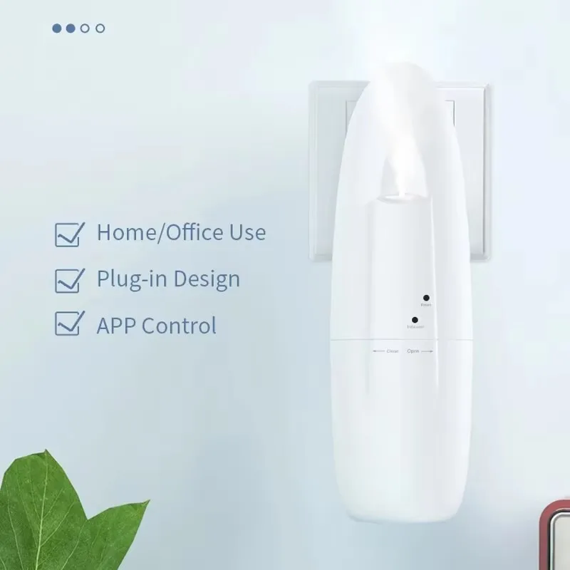 เครื่องกระจายกลิ่นบลูทูธควบคุม Essential แบบปลั๊กติดผนังเครื่องกระจายกลิ่นหอมแบบไม่ใช้น้ำก้านปักน้ำมันหอมระเหยกลิ่นแบบก้านปักน้ำมันหอมระเหยสำหรับโรงแรมบ้าน