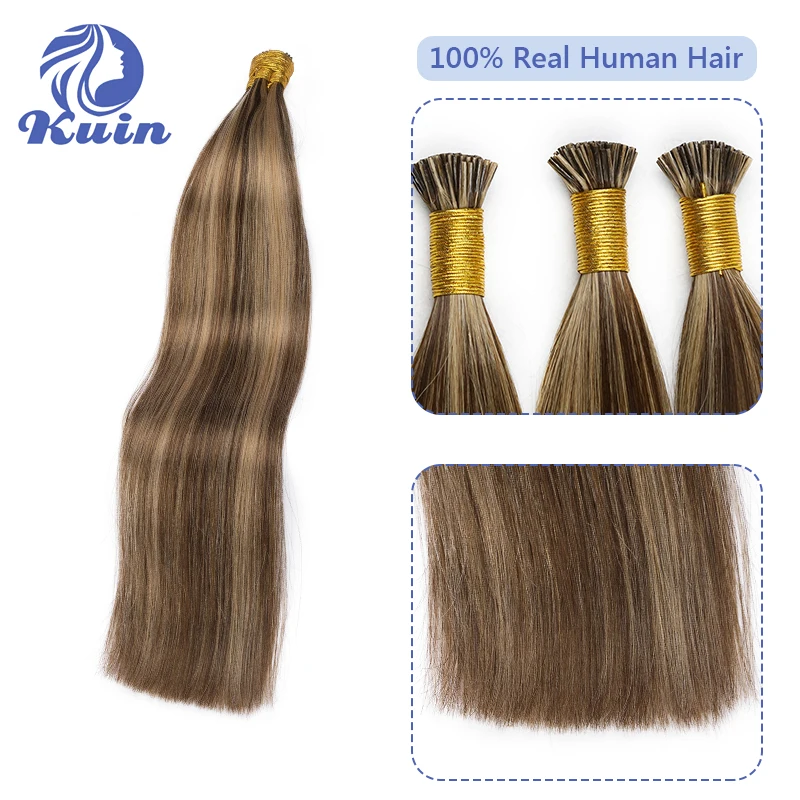 Extensões retas do cabelo humano do I-Tip, cabelo natural real, cabelo feito sob encomenda da queratina, cor do Ombre, forma