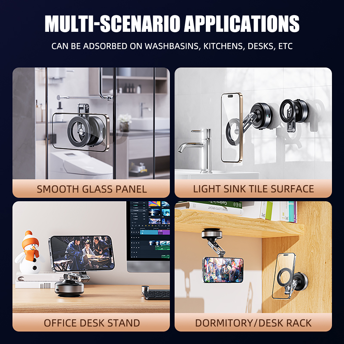 Ventosa magnética a vácuo para carro, suporte universal dobrável para celular, suporte universal para telefone automático para 4-7 polegadas