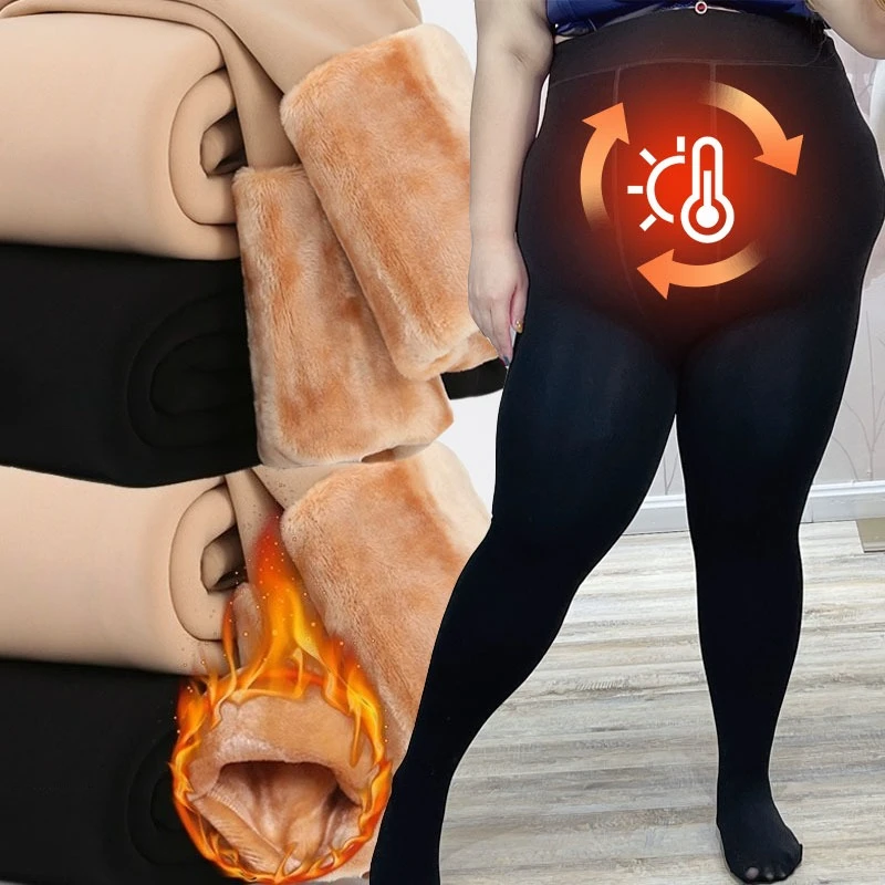 2025 New Thermal Stockings Woman Fleece Tights Sexy Winter Warm Pantyhose Slim Thicken Tights Elastic Velvet Pantyhose Female