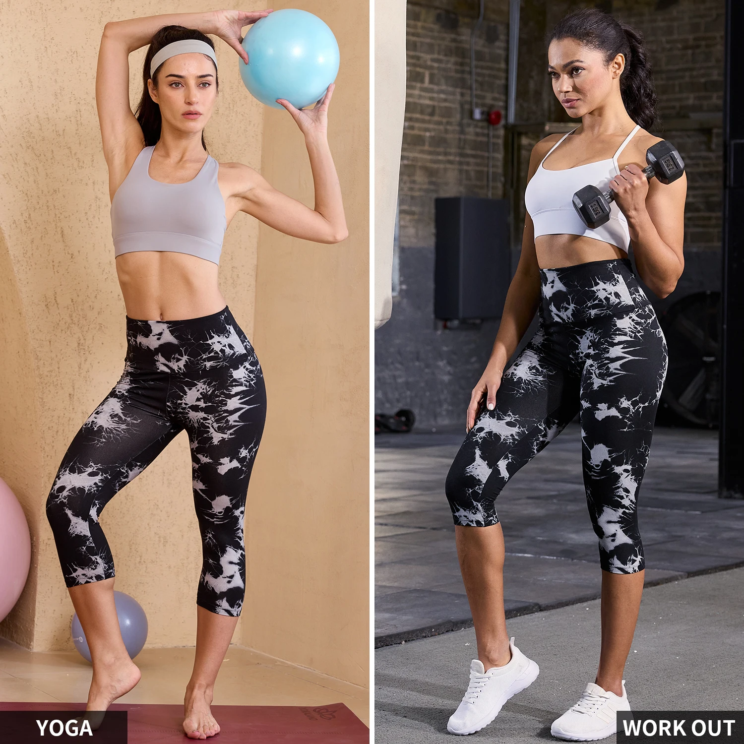 Women's High Waisted Capri Pants Super Soft Tummy Control No See Through Workout Yoga Running Athletic Push Up Gym Leggings